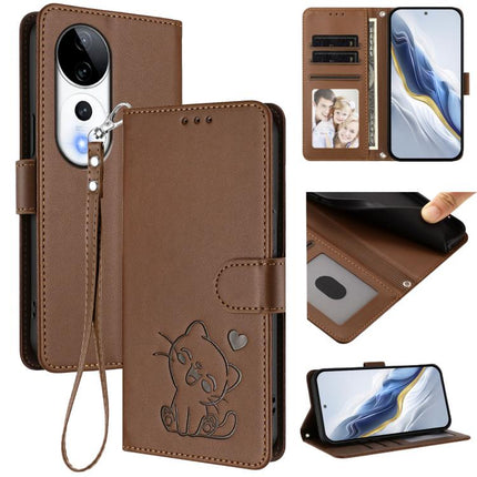 Embossed Heart Cat Leather Phone Case with Hand Strap, For vivo S19 Pro / V40 / V40 Pro / T3 Ultra, For vivo iQOO Z9 Lite / Y18 / Y28s / Y37m 5G