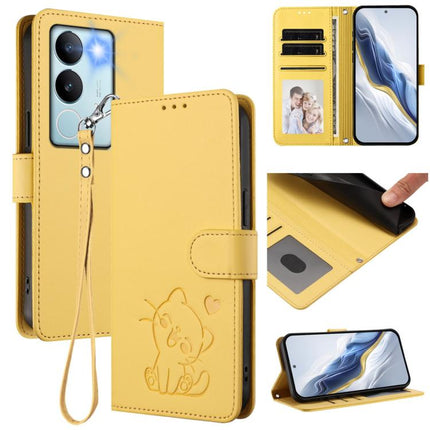 Embossed Heart Cat Leather Phone Case with Hand Strap, For vivo Y36 5G / 4G / Y27 / Y27s Global, For vivo S17 / S17 Pro / S17t / V29 / V29 Pro