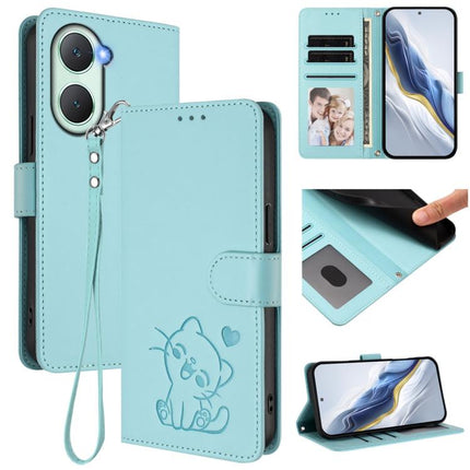 Embossed Heart Cat Leather Phone Case with Hand Strap, For vivo S19 Pro / V40 / V40 Pro / T3 Ultra, For vivo iQOO Z9 Lite / Y18 / Y28s / Y37m 5G