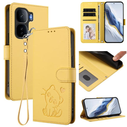 Embossed Heart Cat Leather Phone Case with Hand Strap, For vivo Y400 5G, For vivo iQOO Neo 10+ 5G