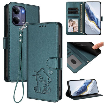 Embossed Heart Cat Leather Phone Case with Hand Strap, For vivo Y21 5G 2026 / vivo Y05 4G, For vivo V70 FE 5G