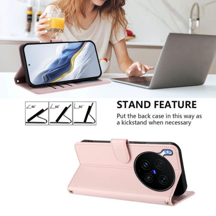 Embossed Heart Cat Leather Phone Case with Hand Strap, For vivo X300 Ultra, For vivo V60 Lite 5G Global