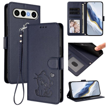 Embossed Heart Cat Leather Phone Case with Hand Strap, For vivo X300 FE 5G / S50 Pro mini 5G, For vivo X300s