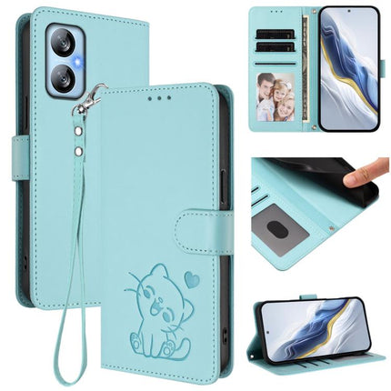 Embossed Heart Cat Leather Phone Case with Hand Strap, For Blackview Shark 8 / Oscal Tiger 12, For Blackview A52 / A52 Pro