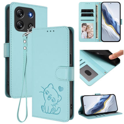 Embossed Heart Cat Leather Phone Case with Hand Strap, For Blackview Oscal Flat 1C, For Blackview Wave 6C