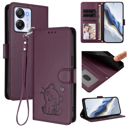 Embossed Heart Cat Leather Phone Case with Hand Strap, For Blackview Shark 9 5G, For Blackview Oscal Modern 8 / Color 8