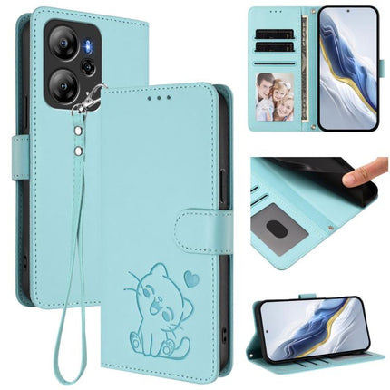 Embossed Heart Cat Leather Phone Case with Hand Strap, For Blackview Oscal Tiger 13, For Blackview Wave 8 / 8C / Oscal Flat 2