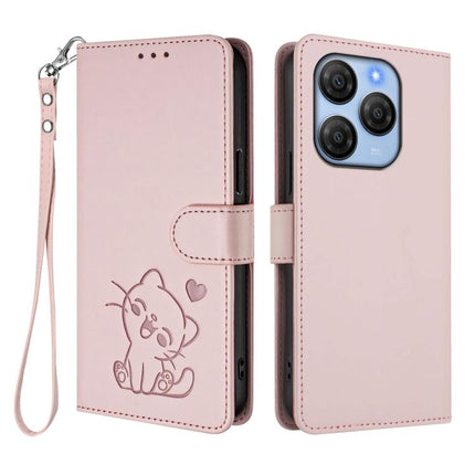 Embossed Heart Cat Leather Phone Case with Hand Strap, For Blackview Shark 9 5G, For Blackview Oscal Modern 8 / Color 8