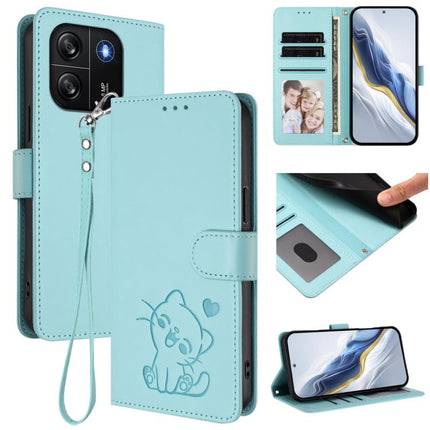 Embossed Heart Cat Leather Phone Case with Hand Strap, For Blackview Oscal Flat 1C, For Blackview Wave 6C