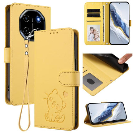 Embossed Heart Cat Leather Phone Case with Hand Strap, For Blackview Oscal Flat 2 / 2C, For Blackview SHARK 6