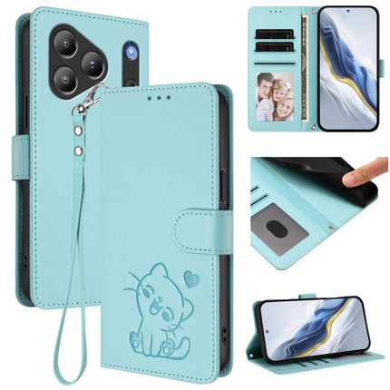 Embossed Heart Cat Leather Phone Case with Hand Strap, For Blackview Wave 7C, For Blackview Wave 10