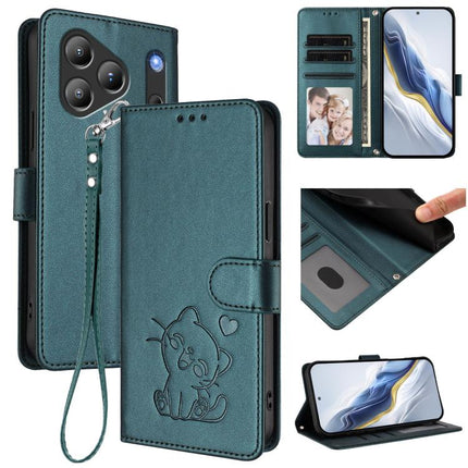 Embossed Heart Cat Leather Phone Case with Hand Strap, For Blackview Wave 7C, For Blackview Wave 10