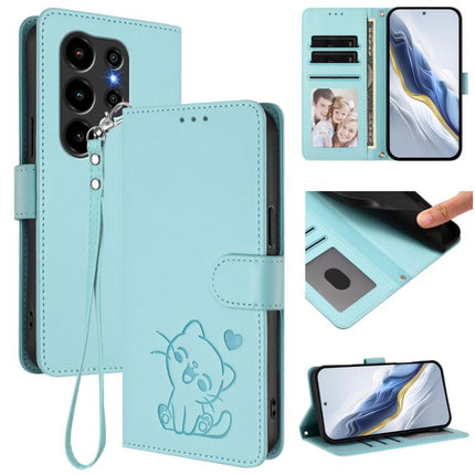 Embossed Heart Cat Leather Phone Case with Hand Strap, For Blackview Wave 7C, For Blackview Wave 10
