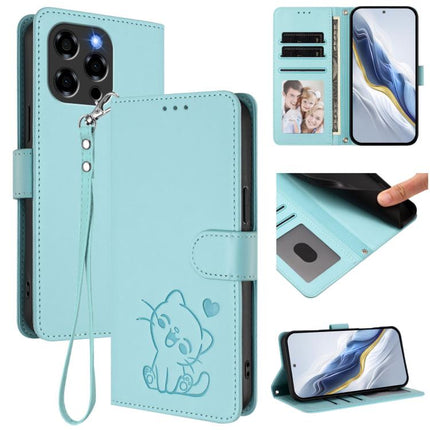 Embossed Heart Cat Leather Phone Case with Hand Strap, For Doogee Note 59 / Note 59 Pro, For Doogee Note 58 / Note 58 Pro