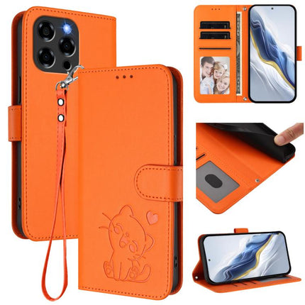 Embossed Heart Cat Leather Phone Case with Hand Strap, For Doogee Note 59 / Note 59 Pro, For Doogee Note 58 / Note 58 Pro