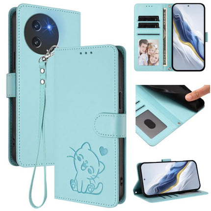 Embossed Heart Cat Leather Phone Case with Hand Strap, For Doogee Note 59 / Note 59 Pro, For Doogee Note 58 / Note 58 Pro