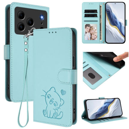 Embossed Heart Cat Leather Phone Case with Hand Strap, For Doogee Note 56 / Note 56 Pro, For Doogee N60 Pro