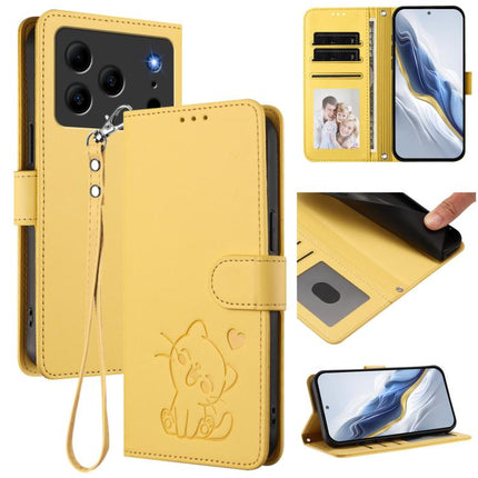 Embossed Heart Cat Leather Phone Case with Hand Strap, For Doogee Note 56 / Note 56 Pro, For Doogee N60 Pro