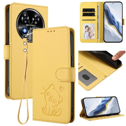 Embossed Heart Cat Leather Phone Case with Hand Strap, For Oukitel C50, For Oukitel C37