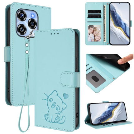 Embossed Heart Cat Leather Phone Case with Hand Strap, For Oukitel C50, For Oukitel C37