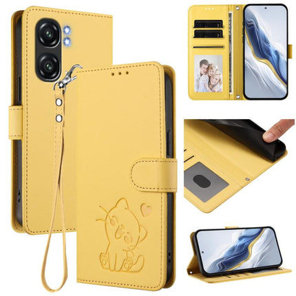 Embossed Heart Cat Leather Phone Case with Hand Strap, For Oukitel C65 / C65 Pro, For Oukitel C58 / C58 Pro