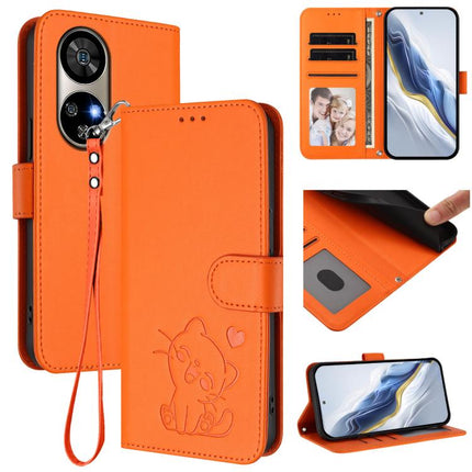 Embossed Heart Cat Leather Phone Case with Hand Strap, For Ulefone Note 17 Pro, For Ulefone Note 16 Pro