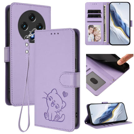 Embossed Heart Cat Leather Phone Case with Hand Strap, For Umidigi G100, For Umidigi Note 100