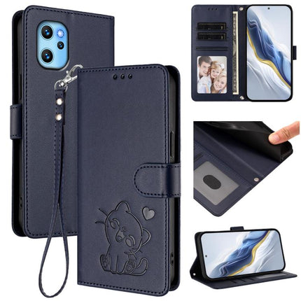 Embossed Heart Cat Leather Phone Case with Hand Strap, For Umidigi Power 7 / 7S, For Umidigi Power 7 Max