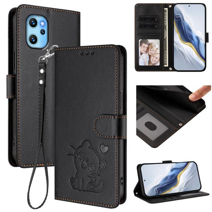 Embossed Heart Cat Leather Phone Case with Hand Strap, For Umidigi Power 7 / 7S, For Umidigi Power 7 Max