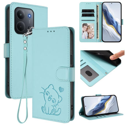 Embossed Heart Cat Leather Phone Case with Hand Strap, For Redmi 15C 5G / 4G Global 171mm / Poco C85 4G, For Redmi 13 4G / 5G / 13x / Xiaomi Poco M6 4G