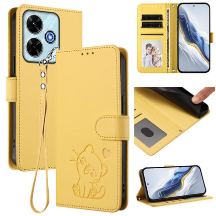 Embossed Heart Cat Leather Phone Case with Hand Strap, For Redmi 15C 5G / 4G Global 171mm / Poco C85 4G, For Redmi 13 4G / 5G / 13x / Xiaomi Poco M6 4G
