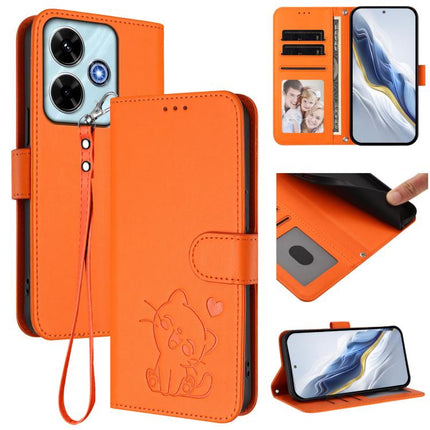 Embossed Heart Cat Leather Phone Case with Hand Strap, For Redmi 15C 5G / 4G Global 171mm / Poco C85 4G, For Redmi 13 4G / 5G / 13x / Xiaomi Poco M6 4G