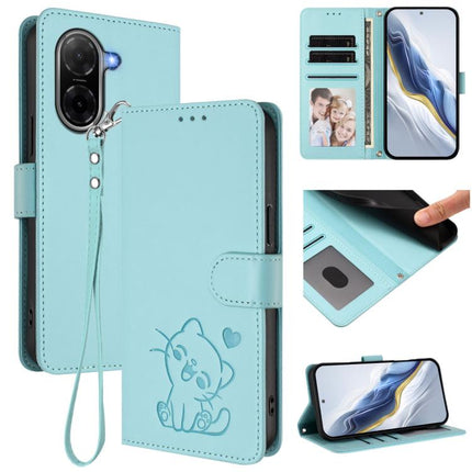 Embossed Heart Cat Leather Phone Case with Hand Strap, For Redmi A5 4G 171.7mm / Xiaomi Poco C71, For Redmi K90 Max 5G