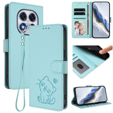 Embossed Heart Cat Leather Phone Case with Hand Strap, For Redmi Note 14 4G 164.84mm, For Redmi Note 14 Pro 5G India / Note 14 Pro+
