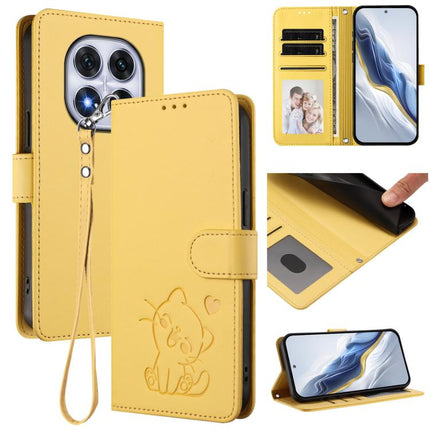 Embossed Heart Cat Leather Phone Case with Hand Strap, For Redmi Note 14 5G India / Xiaomi M7 Pro 5G, For Redmi Note 14 Pro 4G Global