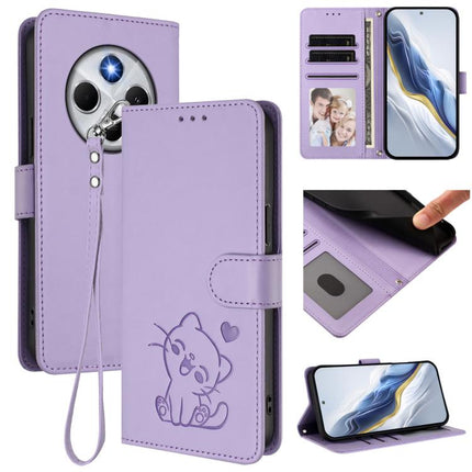 Embossed Heart Cat Leather Phone Case with Hand Strap, For Redmi Note 14 4G 163.25mm, For Redmi A4 5G / A3 Pro / 14C 4G / 14R