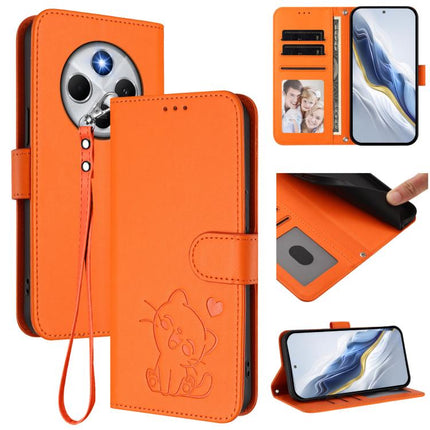 Embossed Heart Cat Leather Phone Case with Hand Strap, For Redmi Note 14 4G 163.25mm, For Redmi A4 5G / A3 Pro / 14C 4G / 14R