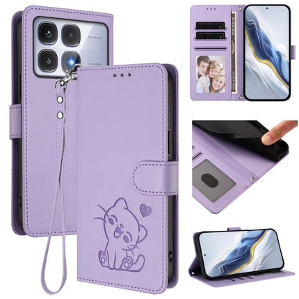 Embossed Heart Cat Leather Phone Case with Hand Strap, For Redmi K70 Ultra 5G, For Redmi A3 4G / A3x / Xiaomi Poco C61