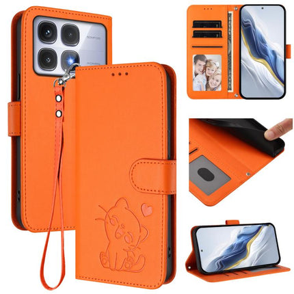 Embossed Heart Cat Leather Phone Case with Hand Strap, For Redmi K70 Ultra 5G, For Redmi A3 4G / A3x / Xiaomi Poco C61