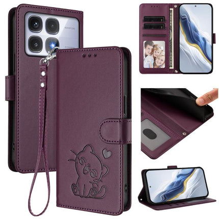 Embossed Heart Cat Leather Phone Case with Hand Strap, For Redmi K70 Ultra 5G, For Redmi A3 4G / A3x / Xiaomi Poco C61