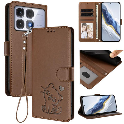 Embossed Heart Cat Leather Phone Case with Hand Strap, For Redmi K70 Ultra 5G, For Redmi A3 4G / A3x / Xiaomi Poco C61