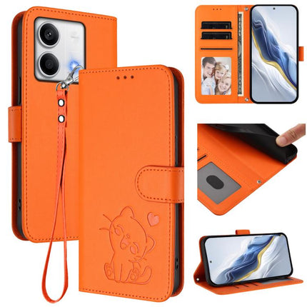 Embossed Heart Cat Leather Phone Case with Hand Strap, For Redmi Note 13 Pro 5G Global, For Redmi Note 13 5G Global