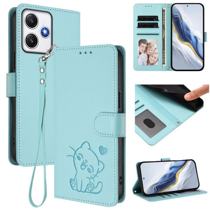 Embossed Heart Cat Leather Phone Case with Hand Strap, For Redmi Note 13 Pro+ 5G Global, For Redmi 12 4G / 5G / Note 12R