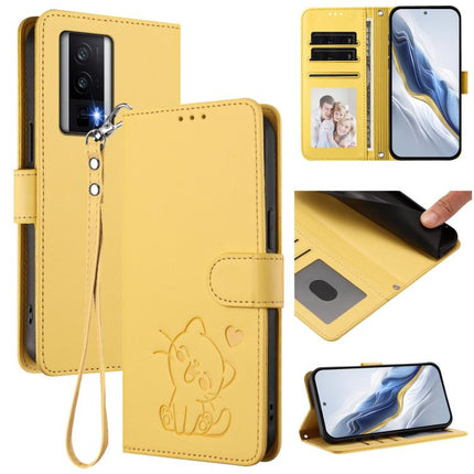 Embossed Heart Cat Leather Phone Case with Hand Strap, For Redmi K60 / K60 Pro, For Redmi Note 11 4G / Note 11S 4G Global