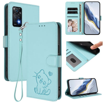 Embossed Heart Cat Leather Phone Case with Hand Strap, For Redmi A1+ / A2+ / Xiaomi Poco C51, For Redmi Note 11 Pro 5G / 4G Global