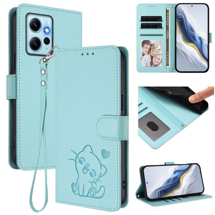 Embossed Heart Cat Leather Phone Case with Hand Strap, For Redmi Note 12 4G Global, For Redmi A1 4G / A2 4G