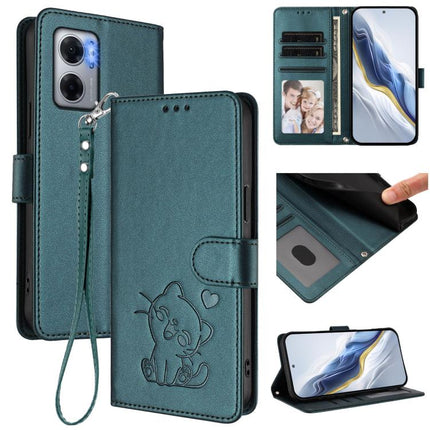 Embossed Heart Cat Leather Phone Case with Hand Strap, For Redmi 10 5G / 10 Prime+ 5G India, For Redmi K50 Ultra / Xiaomi 12T / 12T Pro