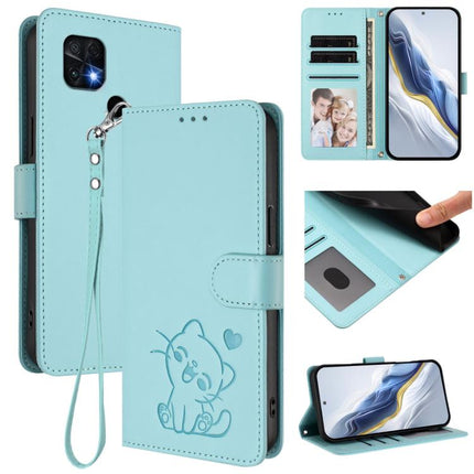 Embossed Heart Cat Leather Phone Case with Hand Strap, For Redmi Note 11 Pro+ 5G EU, For Redmi 10 2022 India / 10C