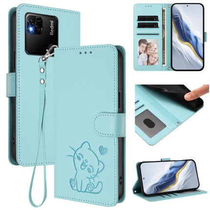 Embossed Heart Cat Leather Phone Case with Hand Strap, For Redmi Note 11S 5G / Xiaomi Poco M4 Pro 5G, For Redmi 10A / 9C