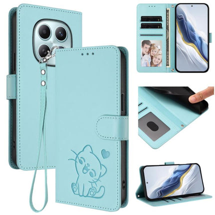 Embossed Heart Cat Leather Phone Case with Hand Strap, For Redmi Note 15 Pro+ 5G 163.3mm/Poco M8 Pro 5G, For Redmi Note 15 5G / 4G 164mm / Poco M8 5G